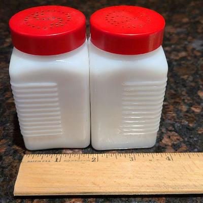 K16: Vintage Milk Glass Salt and Pepper