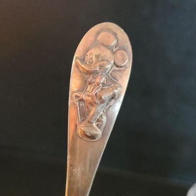 K35: Vintage Glass Creamer/Sugar Childrens Spoons Gerber, Disney