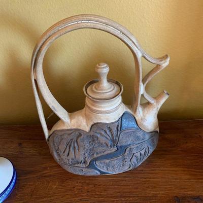 LOT 47. WATER JUG, JAR AND CANDLE HOLDER