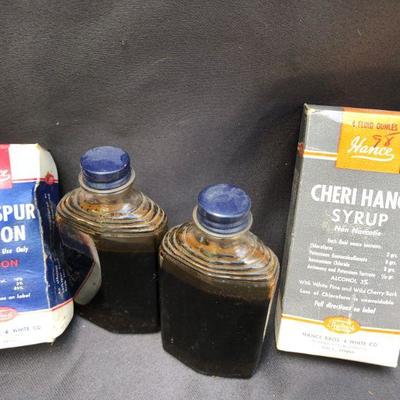 Lot #25: Vintage Lot of 2 Art Deco Medicine Bottles and Vintage Boxed Pharmaceuticals