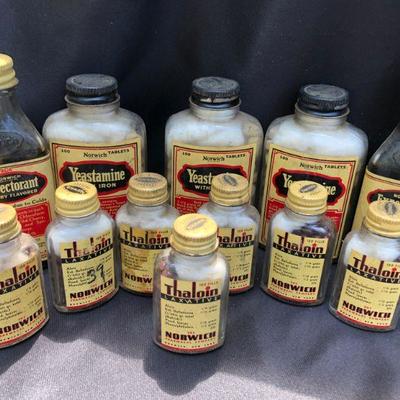 Lot #26: Vintage Expectorant, Yestamine and Thaloin Bottles from Norwich Pharmaceuticals