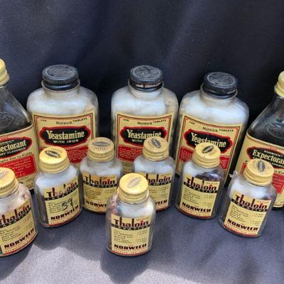 Lot #26: Vintage Expectorant, Yestamine and Thaloin Bottles from Norwich Pharmaceuticals