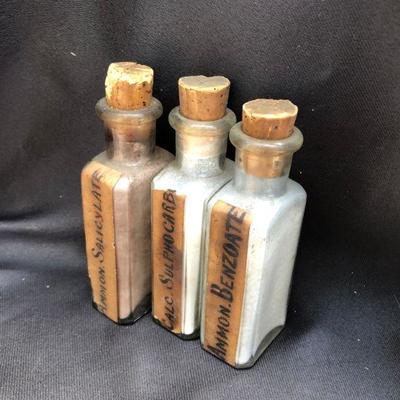 Lot #27; Vintage Clear and Amber Medical Pharmaceutical Bottles