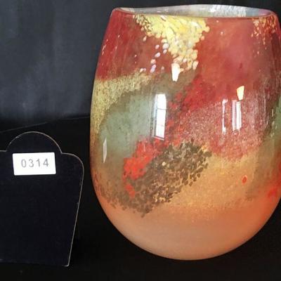 Art Glass Vase 9.5"H  Lot # 314