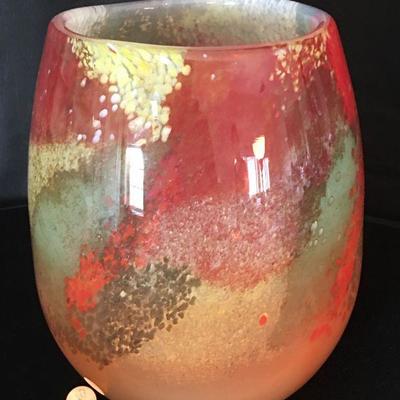 Art Glass Vase 9.5"H  Lot # 314