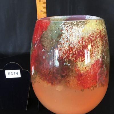 Art Glass Vase 9.5"H  Lot # 314