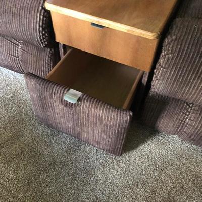 Dark Brown Love Seat Rocker Recliners with Table