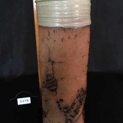 Dickerson Tube Vase pot local artist 16"H  Lot # 316
