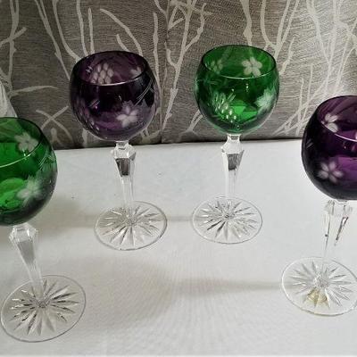 Lot #24  Set of 4 Cut to Clear Wine Goblets - made in Hungary