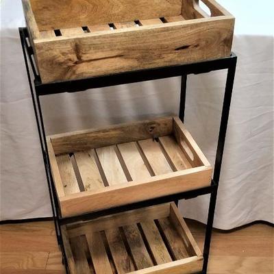 Lot #39  Great Contemporary Storage Cart - Cast Iron w/wooden crates