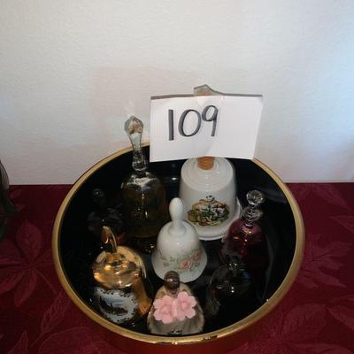 Lot 109 gold bowl, bells 