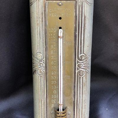 Lot #43: Vintage Art Deco Cast Iron Glenwood Regulator Advertising Thermometer