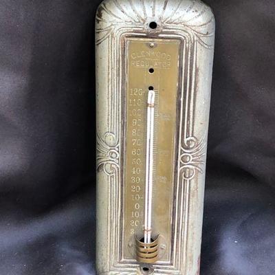 Lot #43: Vintage Art Deco Cast Iron Glenwood Regulator Advertising Thermometer