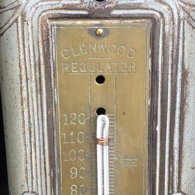 Lot #43: Vintage Art Deco Cast Iron Glenwood Regulator Advertising Thermometer