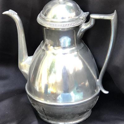 Lot #47: Antique Civil War E.B Manning Pewter Tea Pot 1862