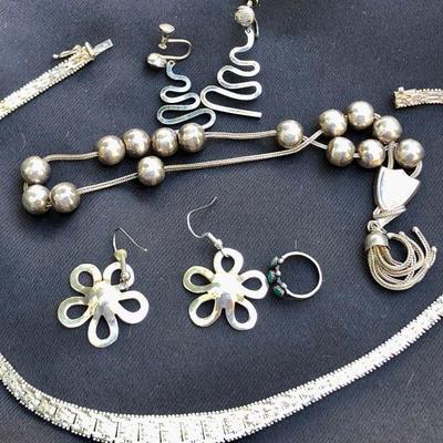 Lot # 51: Sterling Silver Jewelry Grouping
