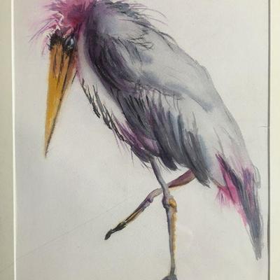 Ann Horton "The Judge" Original Watercolor of Stork Lot # 325