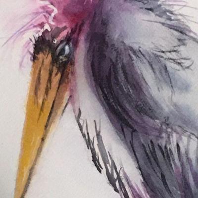 Ann Horton "The Judge" Original Watercolor of Stork Lot # 325