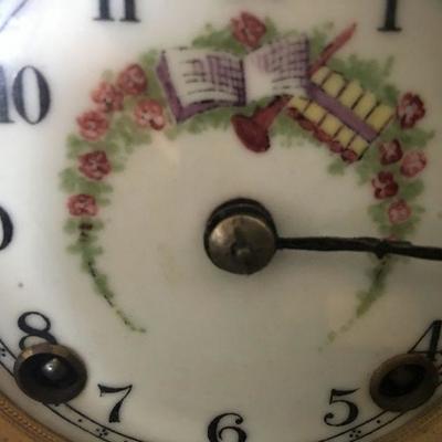 Antique French Mantle Clock w/ Porcelain Scene Lot # 326
