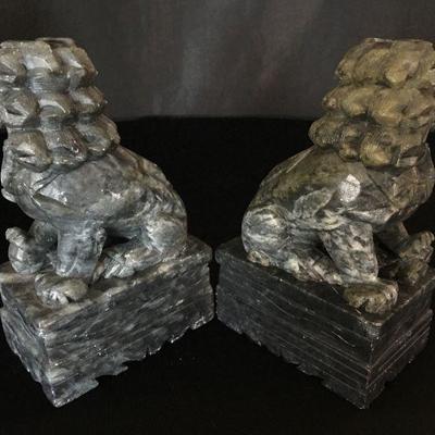 Soapstone Foo Dog Bookends Lot # 330