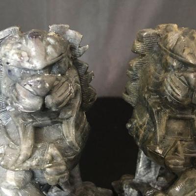 Soapstone Foo Dog Bookends Lot # 330