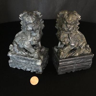 Soapstone Foo Dog Bookends Lot # 330