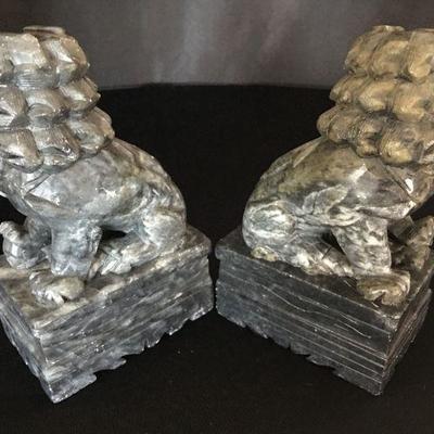 Soapstone Foo Dog Bookends Lot # 330