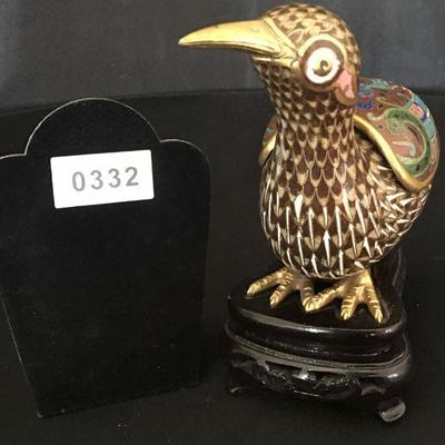 Champleve Bird Box w/ Lid on Stand Lot # 332