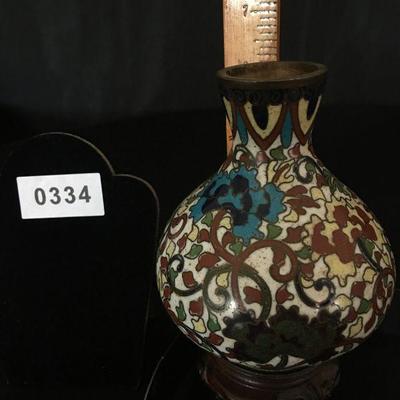 Great old Cloissone Bottle w/ Stand Lot # 334