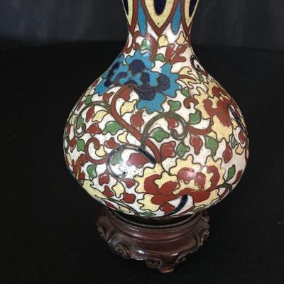 Great old Cloissone Bottle w/ Stand Lot # 334