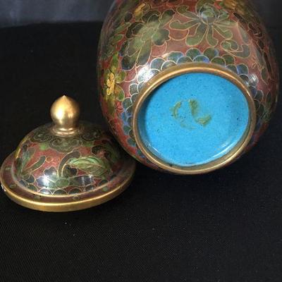 Cloissone Lidded Jar/Vase Lot # 335