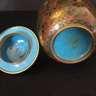 Cloissone Lidded Jar/Vase Lot # 335