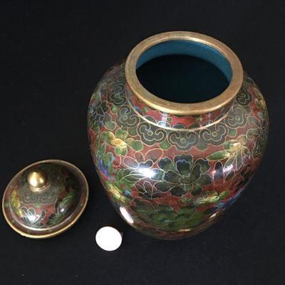 Cloissone Lidded Jar/Vase Lot # 335