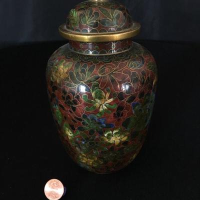 Cloissone Lidded Jar/Vase Lot # 335