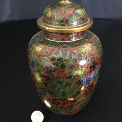 Cloissone Lidded Jar/Vase Lot # 335