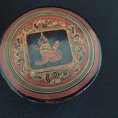 East Indian Painted Lidded Boxes Lot of 2 Lot # 344