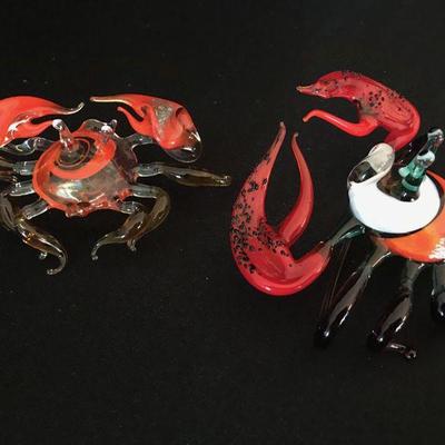 Double Crabs - Hand-Blown Glass Lot of 2 Crabs Lot # 350