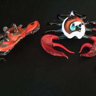 Double Crabs - Hand-Blown Glass Lot of 2 Crabs Lot # 350