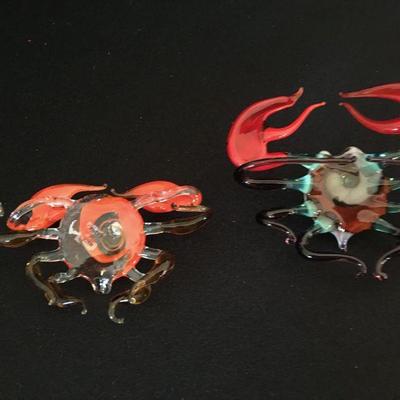 Double Crabs - Hand-Blown Glass Lot of 2 Crabs Lot # 350