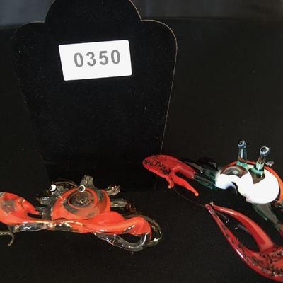 Double Crabs - Hand-Blown Glass Lot of 2 Crabs Lot # 350