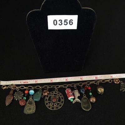 Asian Inspired Mid-Century Charm Bracelet Lot # 356