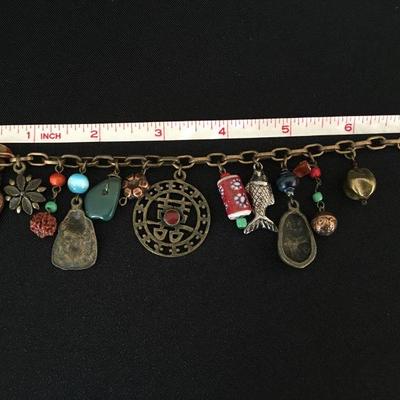 Asian Inspired Mid-Century Charm Bracelet Lot # 356