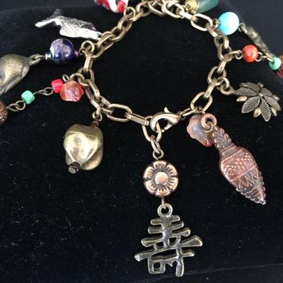 Asian Inspired Mid-Century Charm Bracelet Lot # 356