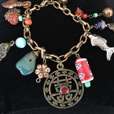 Asian Inspired Mid-Century Charm Bracelet Lot # 356