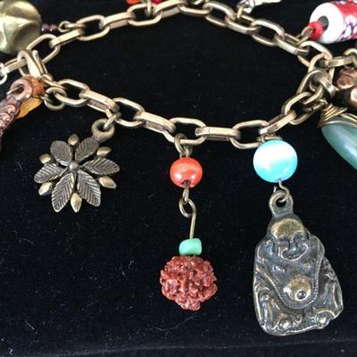 Asian Inspired Mid-Century Charm Bracelet Lot # 356