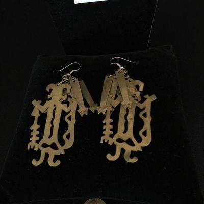 Brass Vintage Native American Indian Inspired Hook Earrings Lot # 357