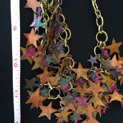 Rustic Metal Star Cluster Necklace Lot # 359