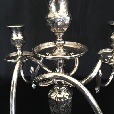 Silverplate 5-Light Candlestick Exquisitely Engraved Lot # 360