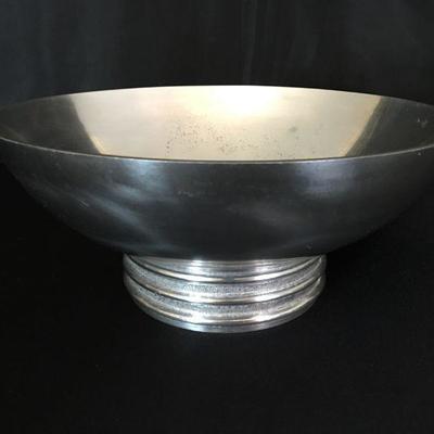 Grand Pewter Bowl Lot with Machine Age style foot # 365