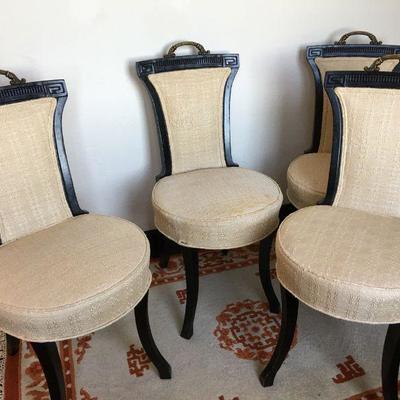 Set of Four Upholstered Game Table Chairs w/ Handle Backs Lot # 401
